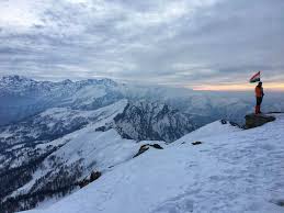Himalayan trek with snow-capped peaks